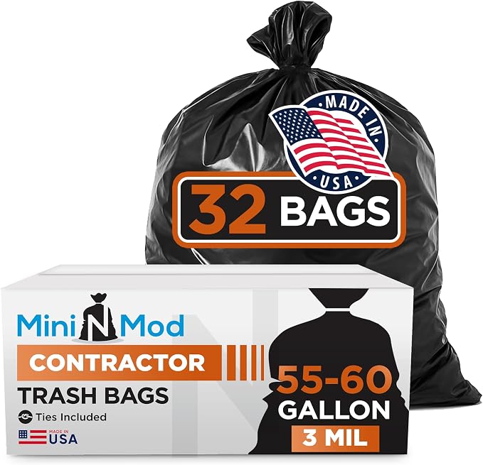 Contractor Garbage Bags 55 Gallon, Extra Large Trash Liners Construction by Mini+n+Mod
