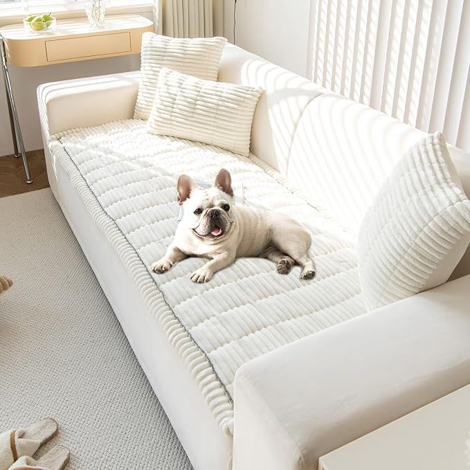 OTOB Sofa Covers for 3 Cushion Couch Washable, Fuzzy Non Slip Pet Friendly by OTOB