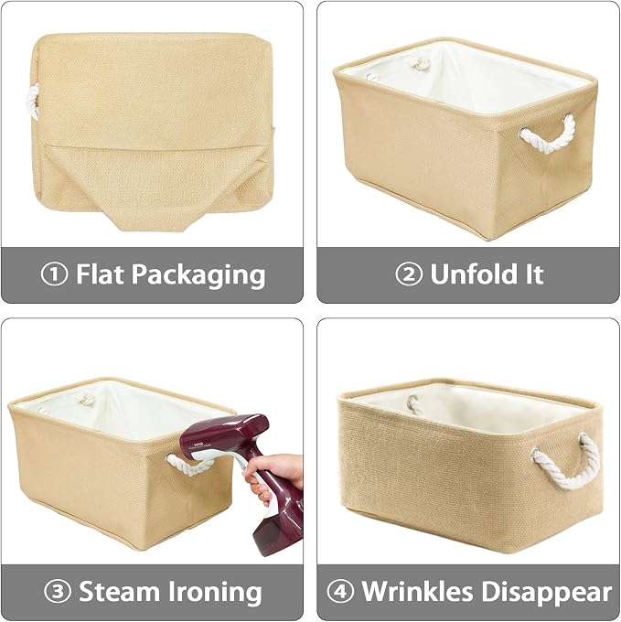 TheWarmHome Decorative Basket Rectangular Fabric Storage Bin Organizer Basket - Image 5