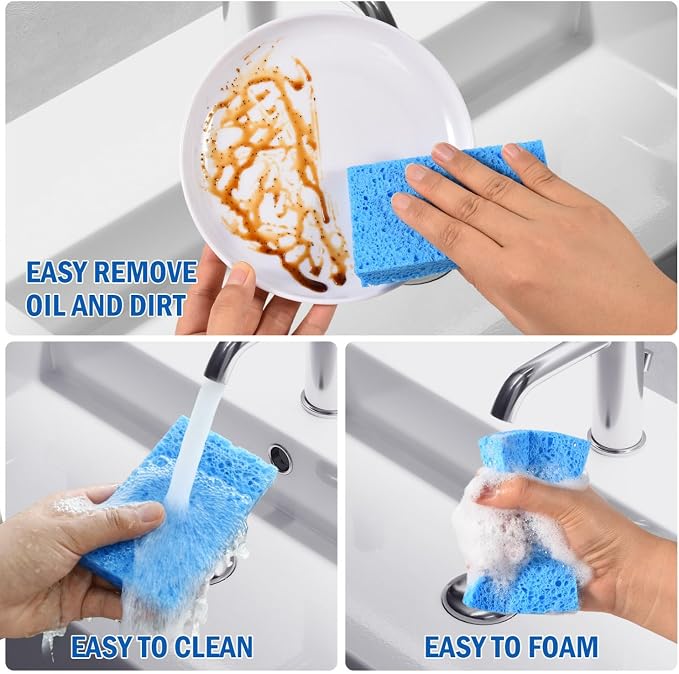 YoleShy 20 Pack Sponges Kitchen Natural Compressed Cellulose Sponges - Image 3