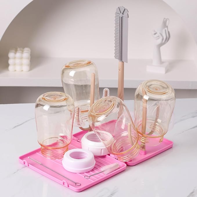 Baby Bottle Drying Rack -Travel Baby Bottle Drying Rack Set, Cleaner Kit - Image 5