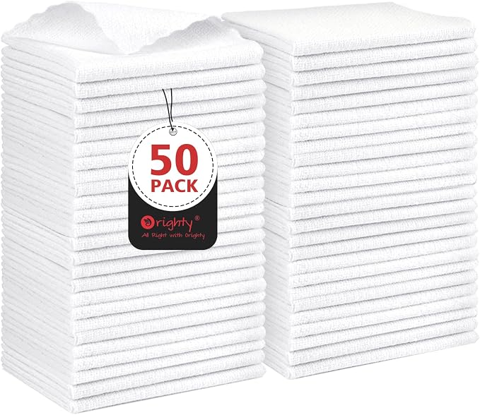 Orighty Cleaning Cloths, Shop Towels 50 Pack, Shop Rags Reusable, Microfiber by AllRightinOrighty