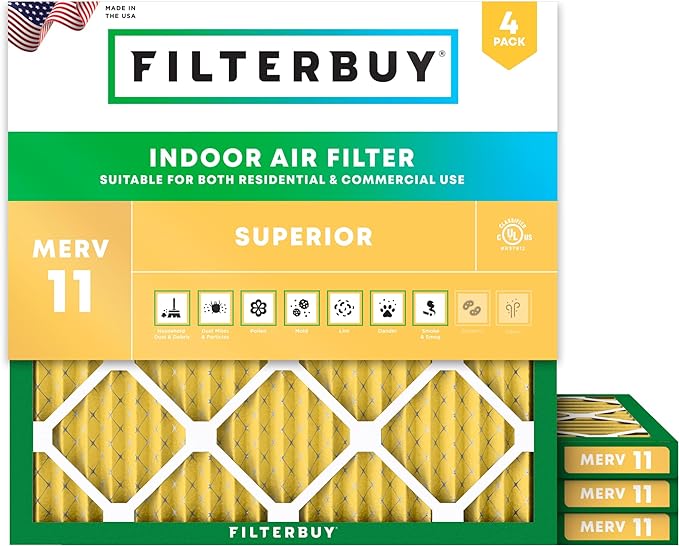 Filterbuy 19x19x1 Air Filter MERV 11 Allergen Defense Replacement, by Filterbuy