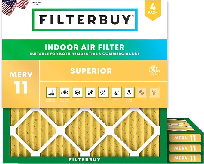 Filterbuy 11.25x11.25x1 Air Filter MERV 11 Allergen Defense Replacement by Filterbuy