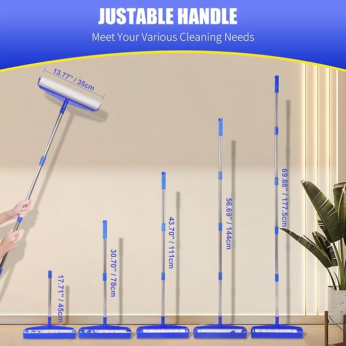 COBETE 13.77" Large Extra Sticky Lint Roller, 69.88" Long Handle Lint Remover - Image 3