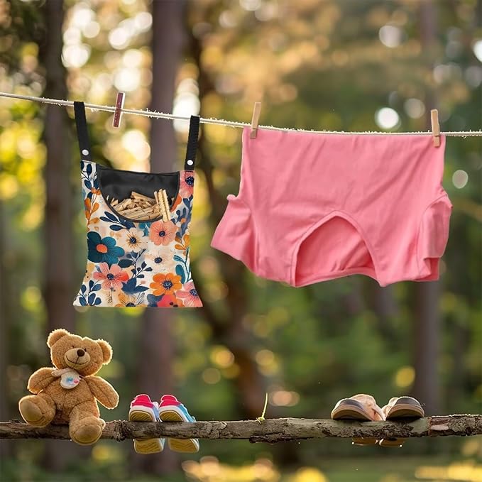 Colorful Gorgeous Flowers Rotatable Clothespin Storage Bag - Image 4