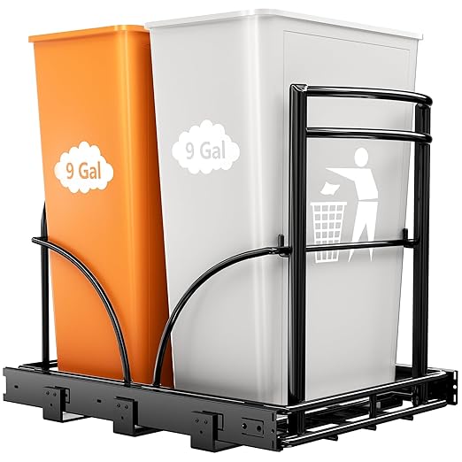 ANASTA Dual Pull Out Trash Can Under Cabinet Rack-No Can Included, Under Sink by ANASTA