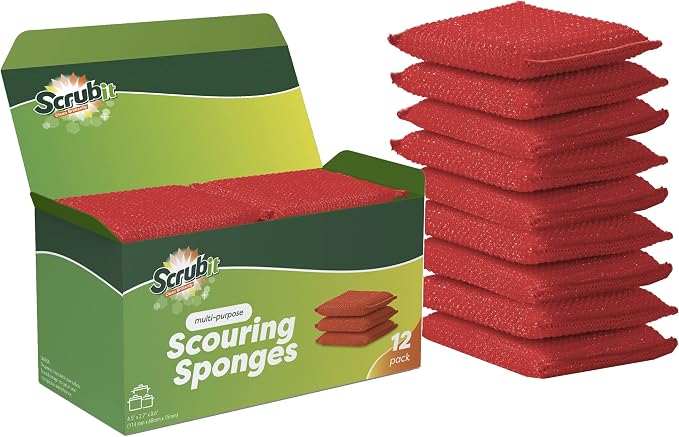 SCRUBIT Multi-Purpose Dish Scrub Sponge, Non Scratch Scouring Pads, Cleaning by SCRUBIT