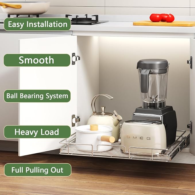 Pull Out Cabinet Organizer 27" W x 21½" D, Heavy Duty Cabinet Pull Out Shelves - Image 2