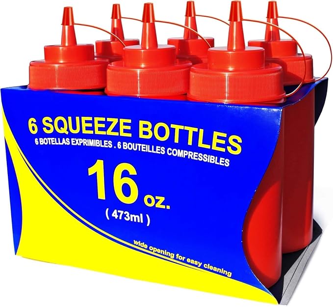 New Star Foodservice Squeeze Bottles, Wide Mouth, 16 oz by NewStarFoodservice