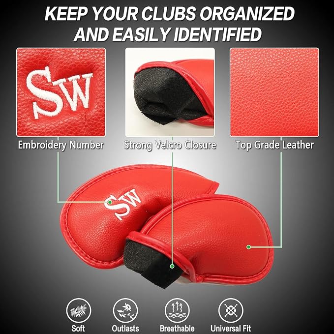 FINGER TEN Premium Synthetic Leather Stylish Iron & Wedge Golf Head Covers - Image 3