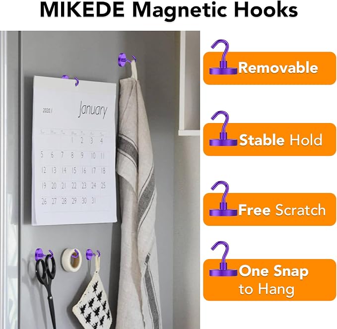 MIKEDE Magnetic Hooks, 150LB Heavy Duty Magnets - Image 2