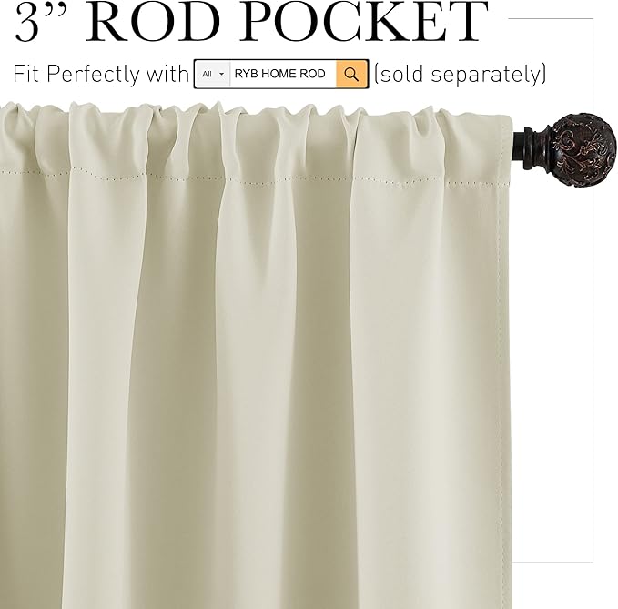 RYB HOME Curtains 84 inch Long - Image 3