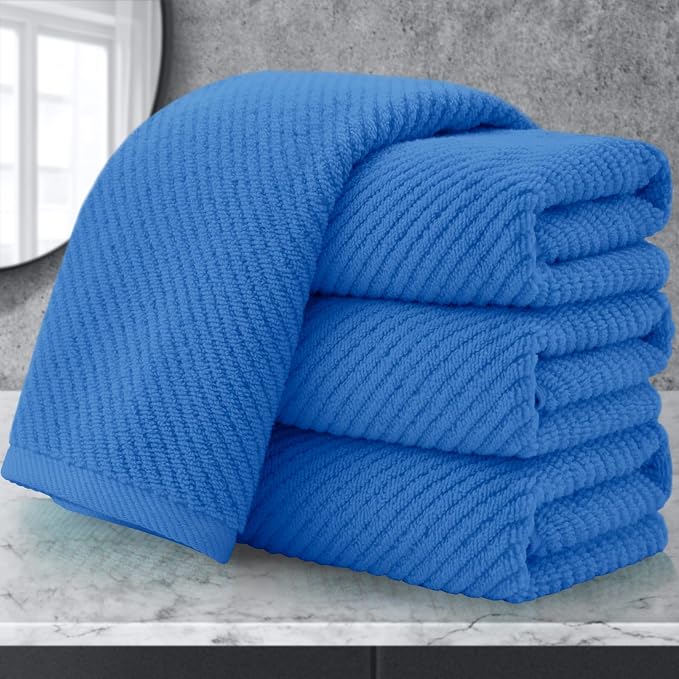 VOOVA & MOVAS Blue Hand Towels for Bathroom, 4 Pack Large 18"x28" by VOOVAMOVAS