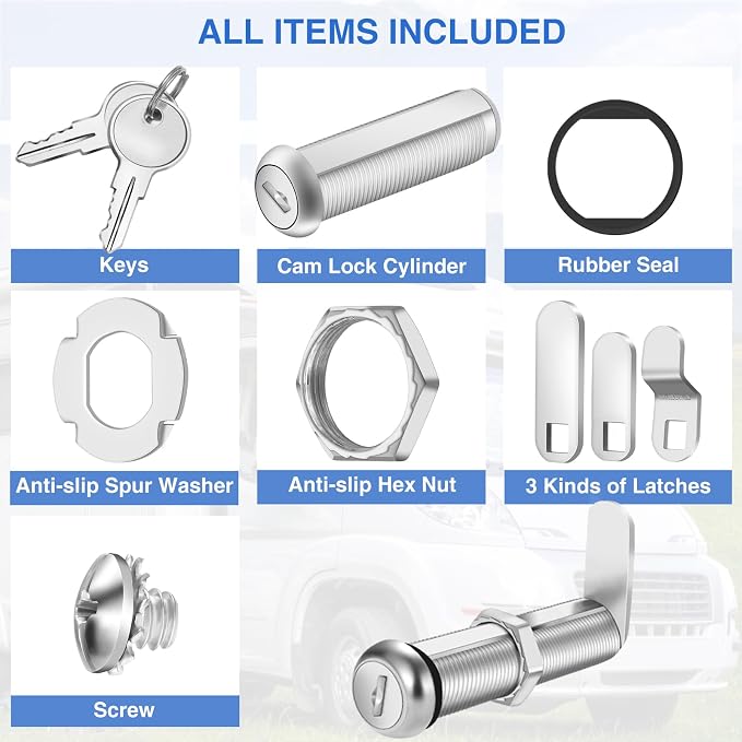 Extra-Long Cam Locks, 2-1/8 Inch, Keyed Alike, Zinc Alloy - Image 7