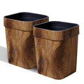 Wood Grain Plastic Trash Can Bedroom, Square 2-Pack, 3.7 Gal Farmhouse by CiaoStilista