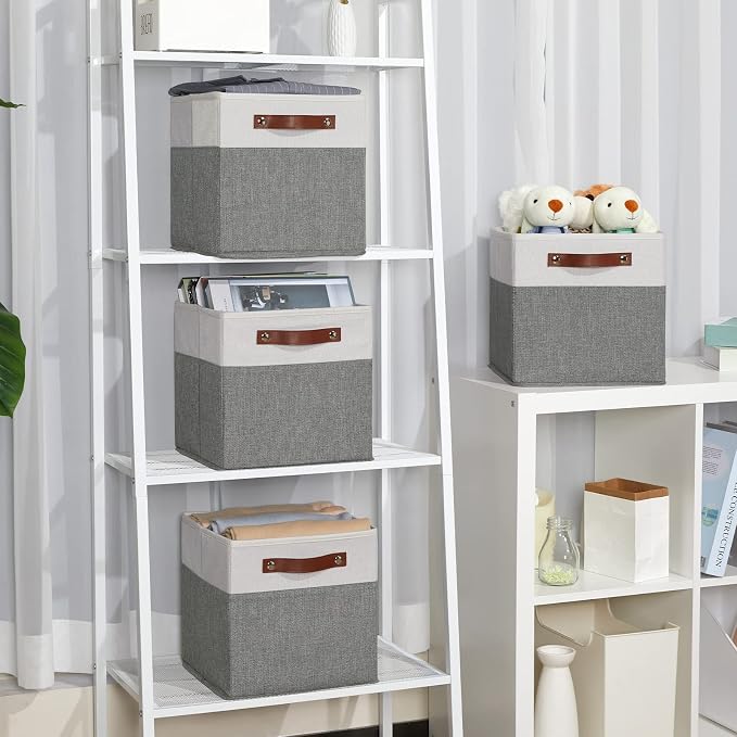 Temary Cube Storage Bins 4 Pack Storage Cubes 11×11 Fabric Storage Bins - Image 5