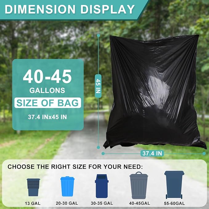 40-45 Gallon Black Trash Bags 120 Count - Image 3