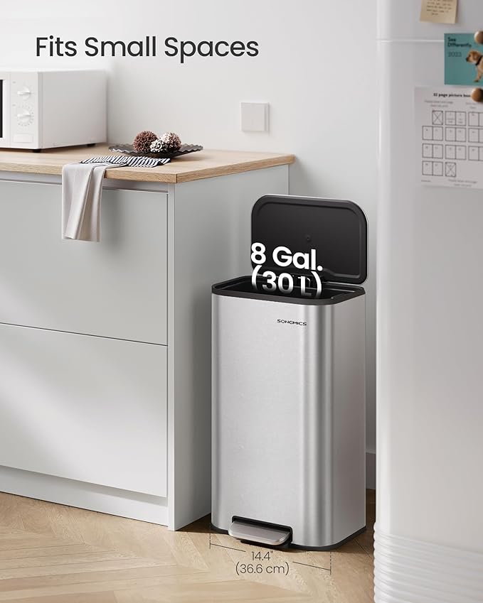 SONGMICS Kitchen Trash Can, 8-Gallon Garbage Can - Image 3