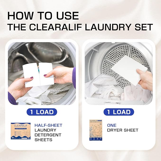 Clearalif All in One Laundry Detergent Sheets Kit, Fresh Linen Scent, 160 Loads - Image 5