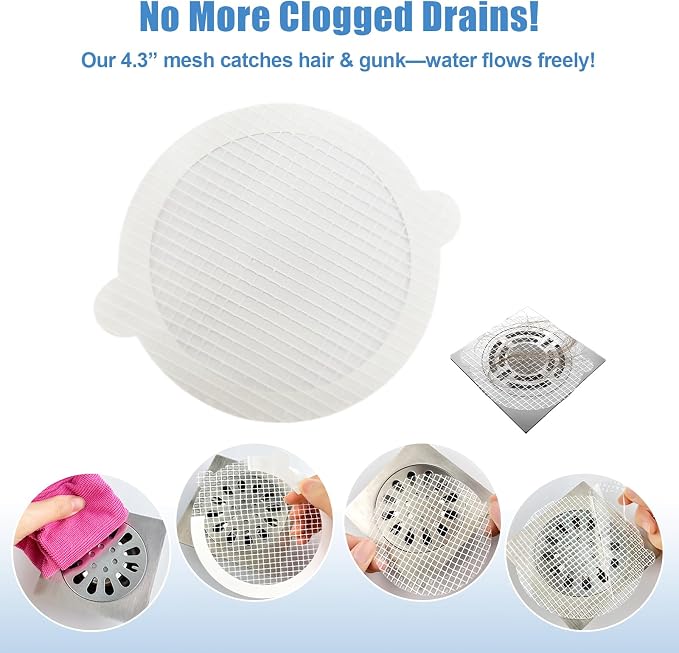 60 Pack Disposable Shower Drain Hair Catcher Hair Trap Drain Covers 4.4” - Image 3