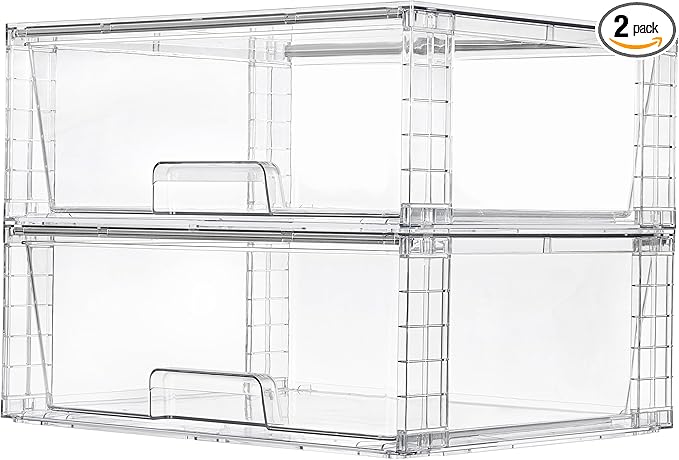 Vtopmart 2 Pack Large Stackable Storage Drawers, Easily Assemble Clear Acrylic by Vtopmart