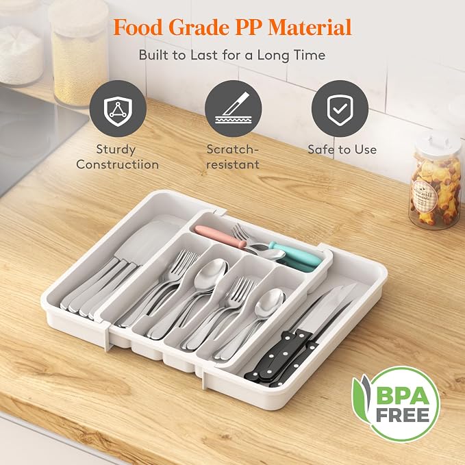 Lifewit Silverware Drawer Organizer, Expandable BPA Free Utensil Tray - Image 6