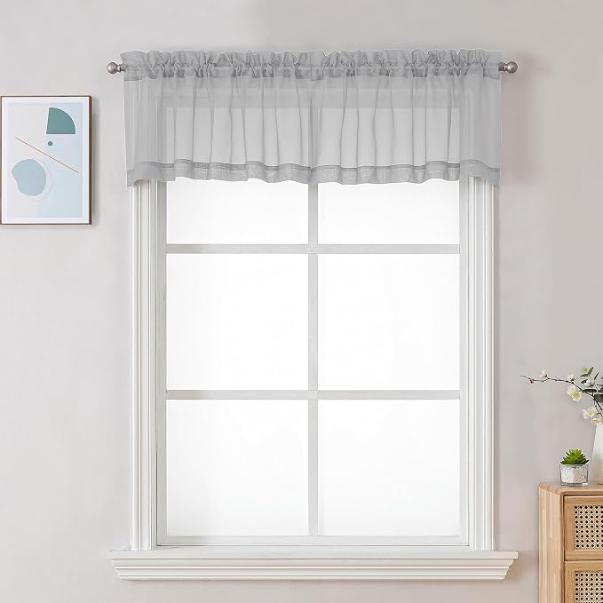 Chyhomenyc Sheer Valances for Windows 2 Pack, Small Window Curtains for Living by Chyhomenyc