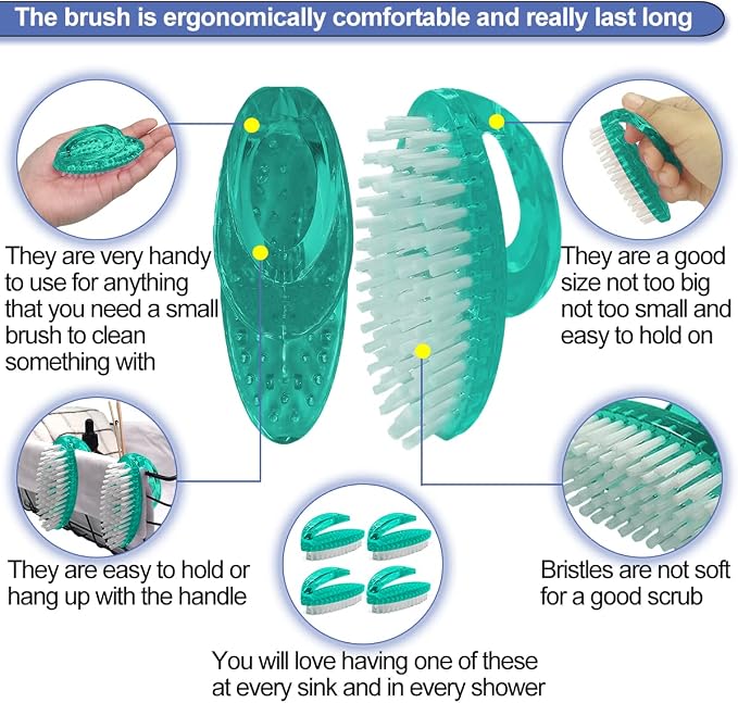 Handle Grip Nail Brush for Cleaning Fingernails Hands & Under Nails, Stiff - Image 3