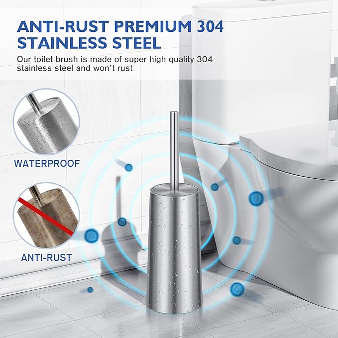 Toilet Brush and Holder, Toilet Brush 304 Stainless Steel, Toilet Bowl Brush - Image 2