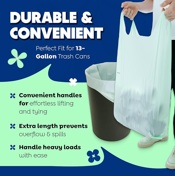 BPI 100% Home Compostable Kitchen Trash Bags, 13 Gallon 1.5 Mil Heavy Duty - Image 4