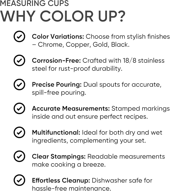 Color Up ⅓ Cup Measuring Cup – Premium Chrome Stainless Steel, Accurate - Image 3