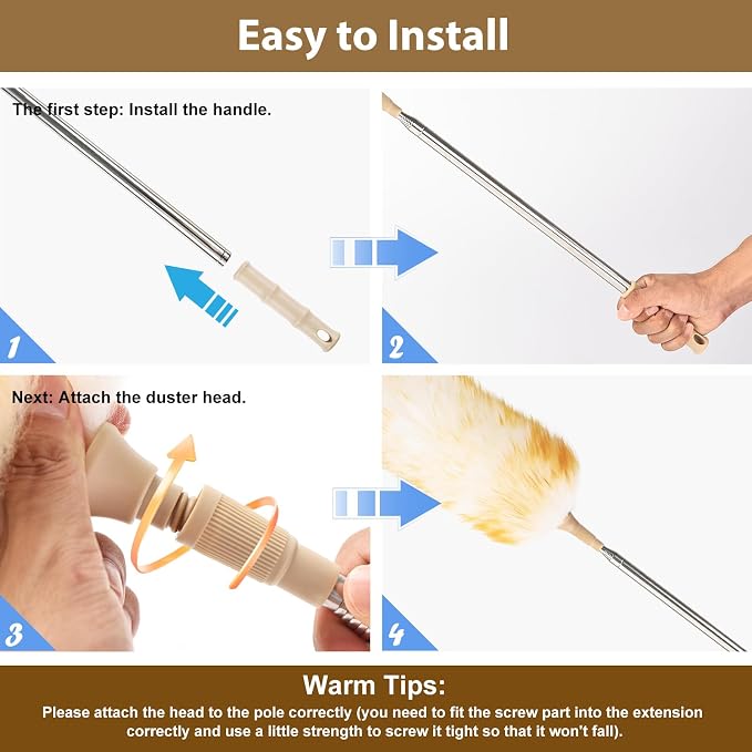 Extendable Cleaning Duster, Extra-Long Telescoping Feather Dusters - Image 8