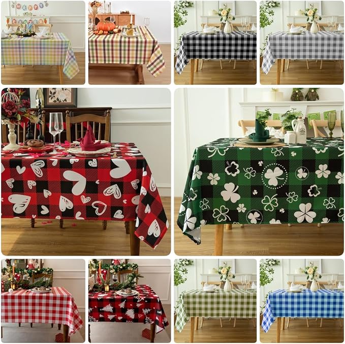 Classic Gingham Plaid Tablecloth Fabric - Image 5
