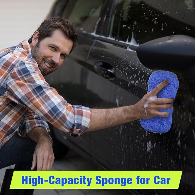 12 Pack Microfiber Car Wash Sponge 9" x 4.3" Large Sponges Two-Sided - Image 6