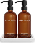 Amber Glass Soap and Lotion Dispenser Set by BrighterBarns