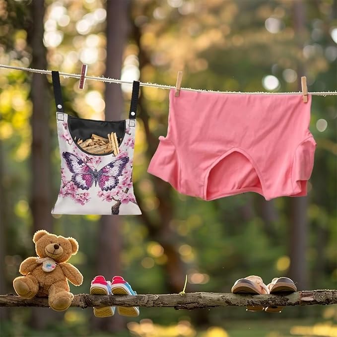 2 Pcs Clothes Pin Hanging Bag, Butterfly Clothes Pins Bag Holder Outdoor - Image 4