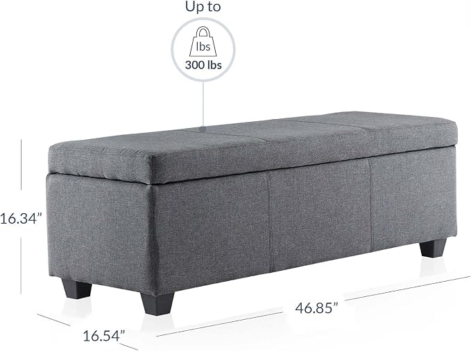 BELLEZE Storage Ottoman, 47 Inch Bench Bedroom Bench - Image 2