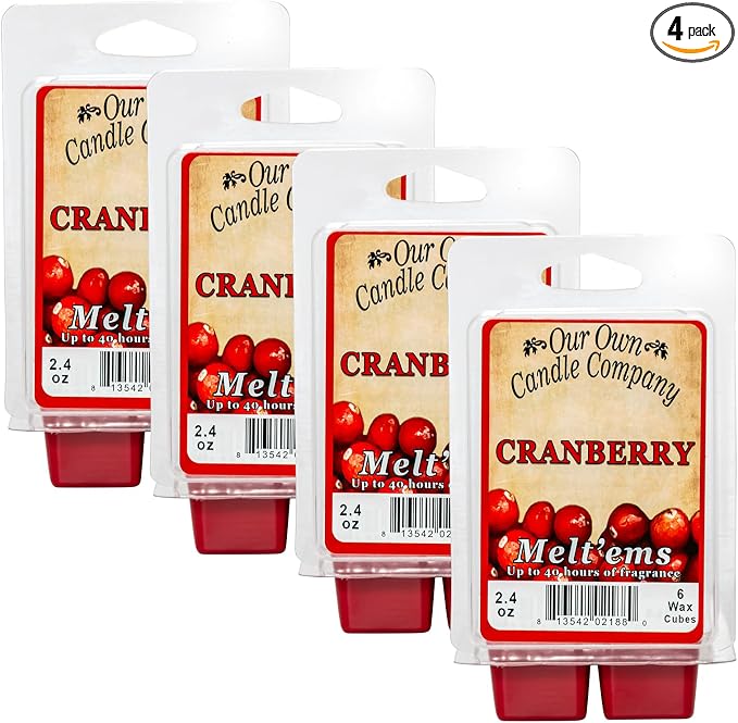 Our Own Candle Company Premium Wax Melt, Cranberry Scent, 6 Cubes, Handmade in by OurOwnCandleCompanycandles