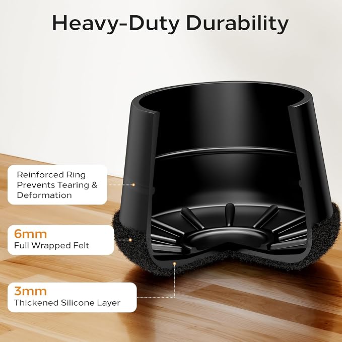 24 PCS Silicone Chair Leg Floor Protectors Medium Fit Rubber Felt Furniture - Image 7
