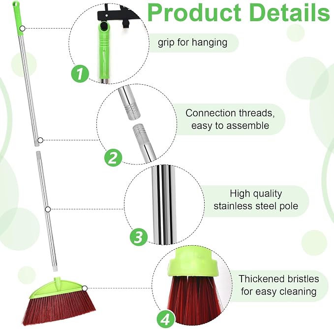 Lasnten 8 Pack Heavy Duty Broom Commercial Set - Image 3