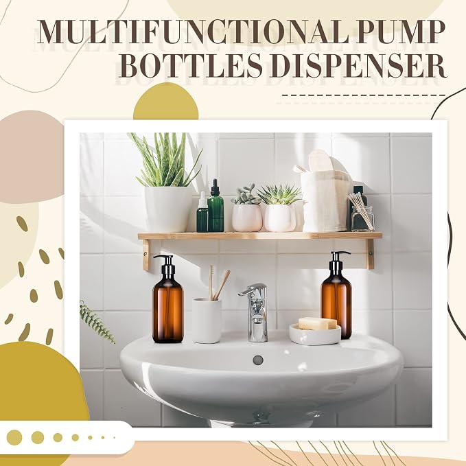 Tessco for you 12 Pack Amber Soap Dispenser Empty Plastic Pump Bottles - Image 6