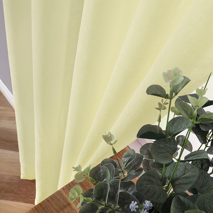 Tollpiz Short Sheer Curtain Linen Textured Bedroom Curtains Sheer Light - Image 3