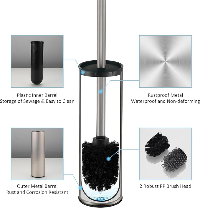 Toilet Brush and Holder Set Premium Material Toilet Bowl Cleaner Free Standing - Image 7