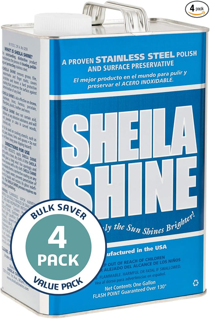 Sheila Shine 4 x 1 Gal. Can Stainless Steel Cleaner and Polish, Protects by SheilaShine