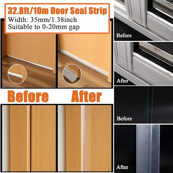 Upgraded 32.8FT Silicone Weather Stripping Door Seal, No Residue Glass Shower - Image 3