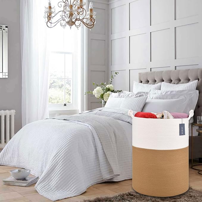 COMSE Extra Large Blanket Basket, Tall Woven Storage Basket, Nursery Hamper - Image 6