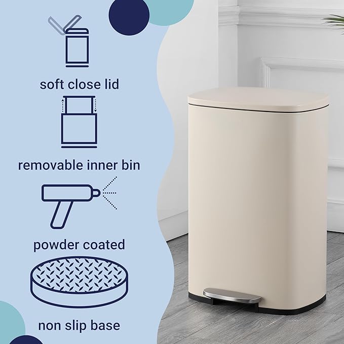 happimess HPM1006F Connor Rectangular 13-Gallon Trash Can - Image 3