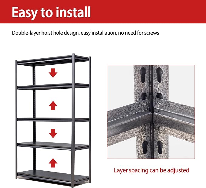 78" H Garage Shelving, Metal Storage Shelves, 3000LBS Heavy Duty Shelving - Image 5