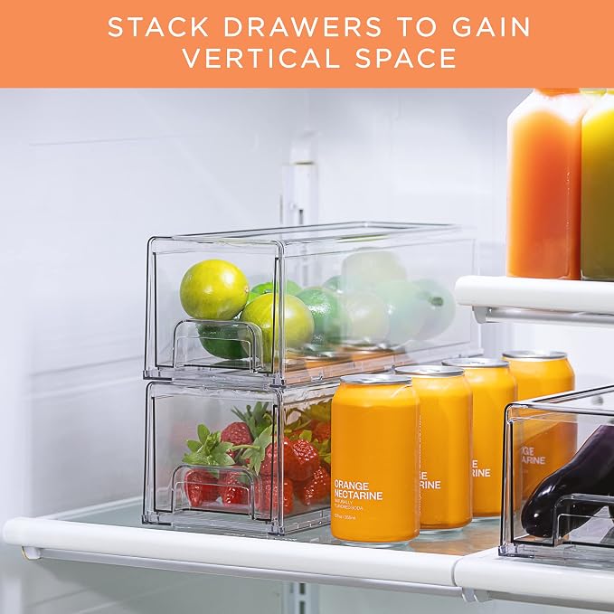Sorbus Small Wide Clear Storage Drawers – Stackable Storage Drawers - Image 7